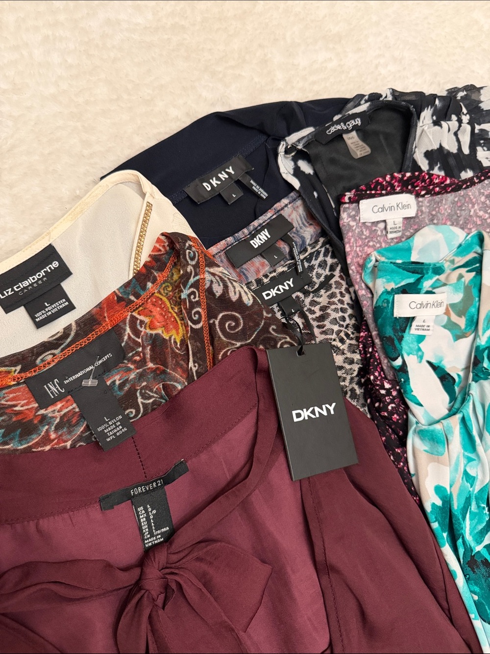 Women's Large Bundle Lot of 9 Career Style Blouses - CK, DKNY, Liz Clairborne - Picture 16 of 16